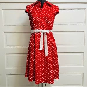 ModCloth Soda Fountain red dot dress - Large